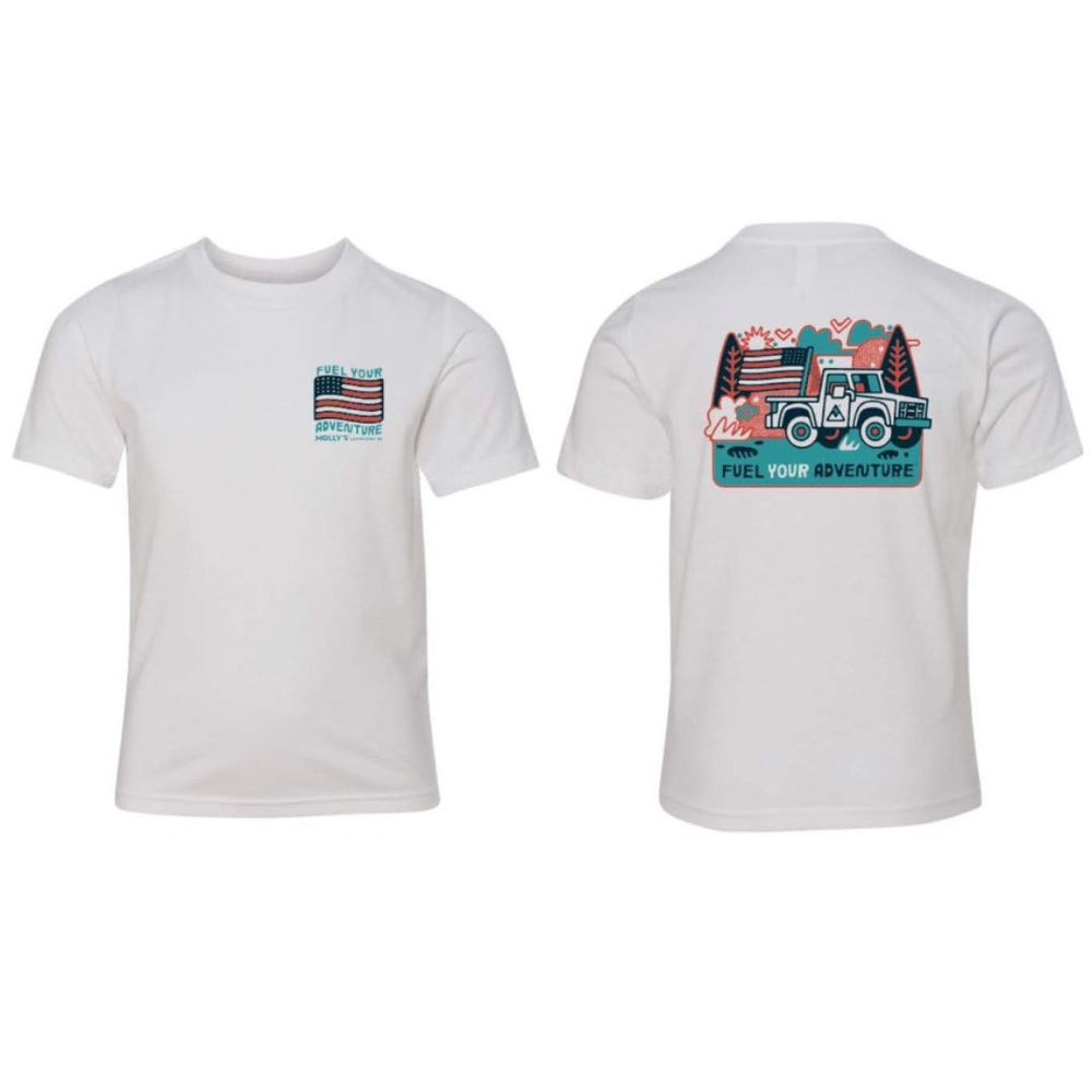 Youth Molly's Short Sleeve Illustrated Patriot Truck Shirt - White
