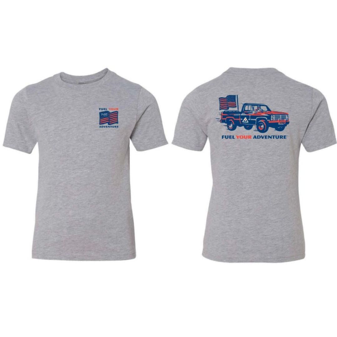 Youth Molly's Short Sleeve Patriot Truck Shirt - Heather Gray