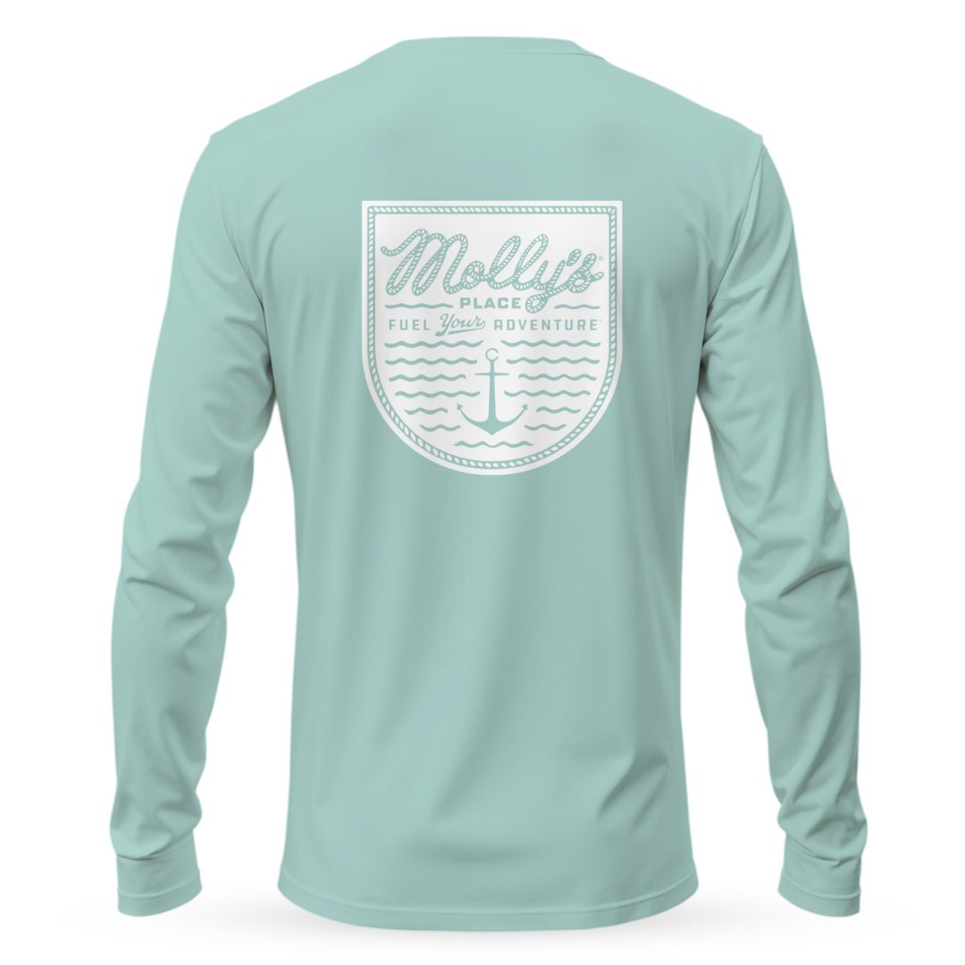 Women's Molly's Performance Anchors Away Long Sleeve Shirt - Light Blue