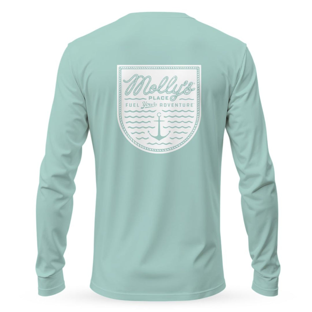 Women's Molly's Performance Anchors Away Long Sleeve Shirt - Light Blue
