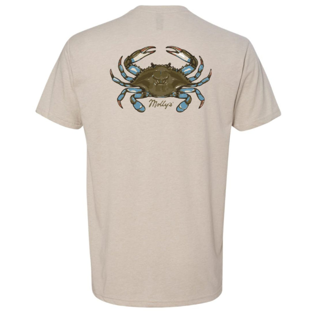Men's Molly's Blue Crab Short Sleeve Tee Shirt - Sand